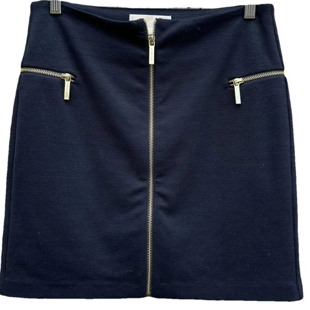 Michael Kors Black Triple-Zipper Mini Skirt